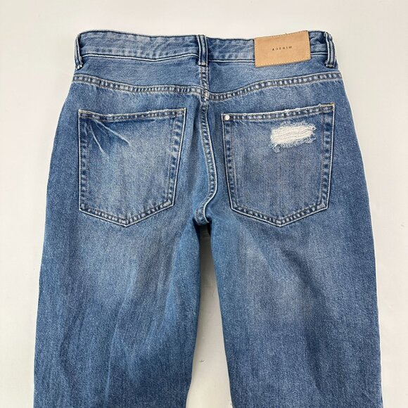 &Denim Boyfriend Low Waist Distressed Button Fly Women's size 27 Blue Denim Jean - Picture 5 of 5